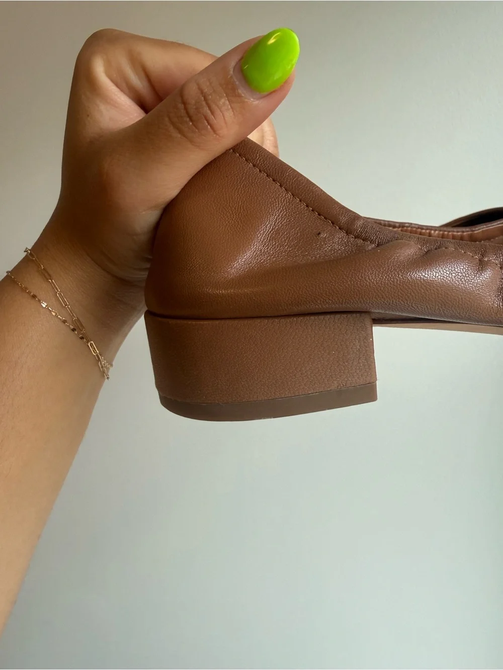 Tory Burch Reva Heeled Ballet Flats with Gold Logo (Brown)